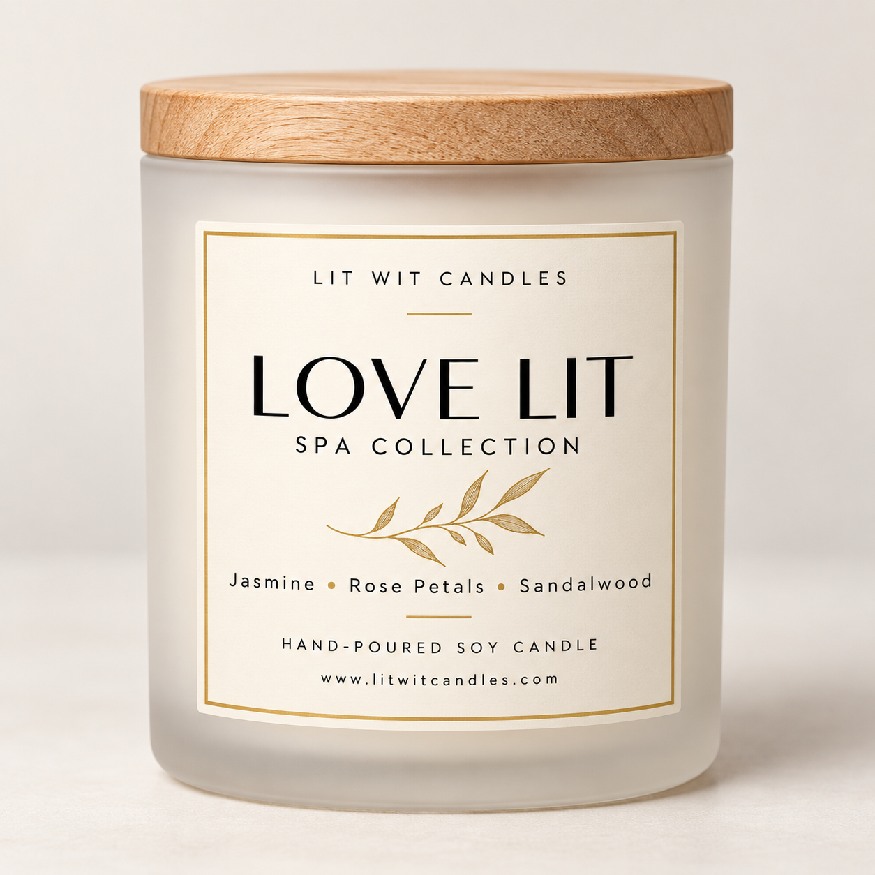 Love Lit spa candle Jasmine, Rose Pedals, Sandalwood