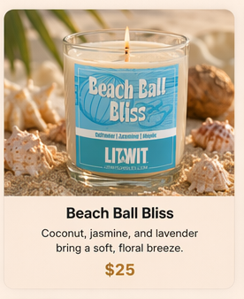 Beach ball Bliss Candle Coconut, Jasmine and Lavender Candle