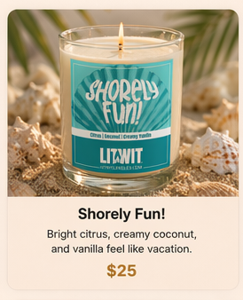 Shorely Fun Citrus, Coconut and Creamy Vanilla Soy Candle