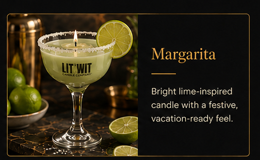 Margarita cocktail candle with lime by Lit Wit Candle Company